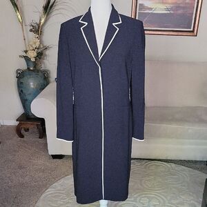 Ann Taylor Navy Jacket with White Accents Size 10